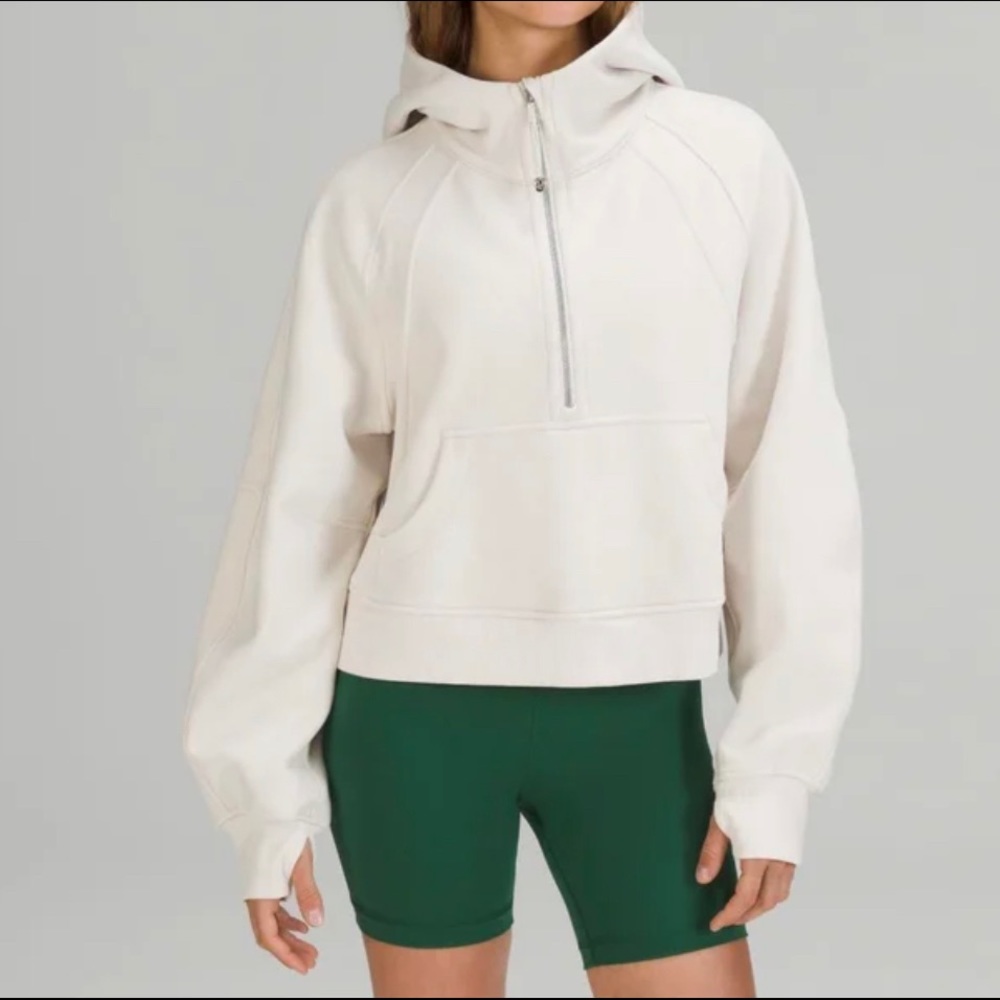 Lululemon Scuba Oversized 1/2 Zip Hoodie, White Opal, XS/S